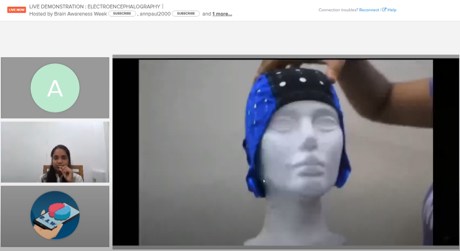 Electroencephalogram (EEG) virtual live demonstration. Photo Credit: Shriya Naidu